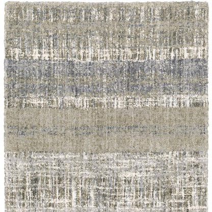 2' X 8' Grey And Ivory Abstract Lines Runner Rug
