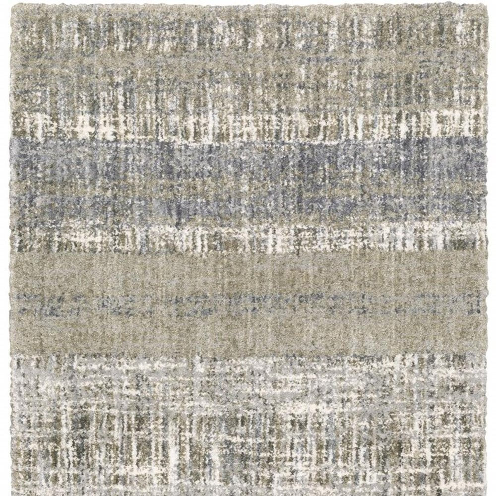 7' X 9' Grey And Ivory Abstract Lines Area Rug