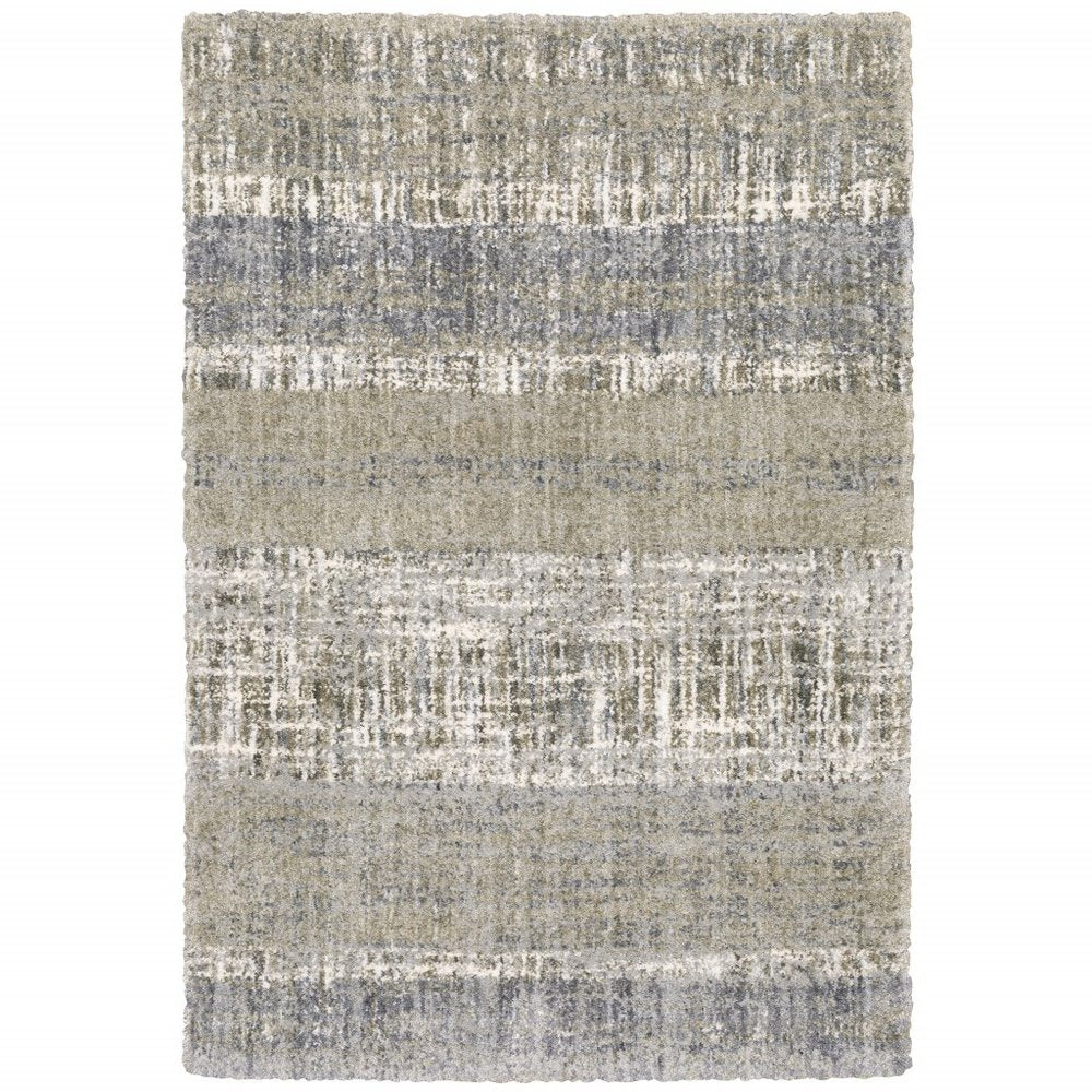 7' X 9' Grey And Ivory Abstract Lines Area Rug