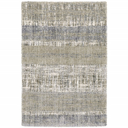 7' X 9' Grey And Ivory Abstract Lines Area Rug