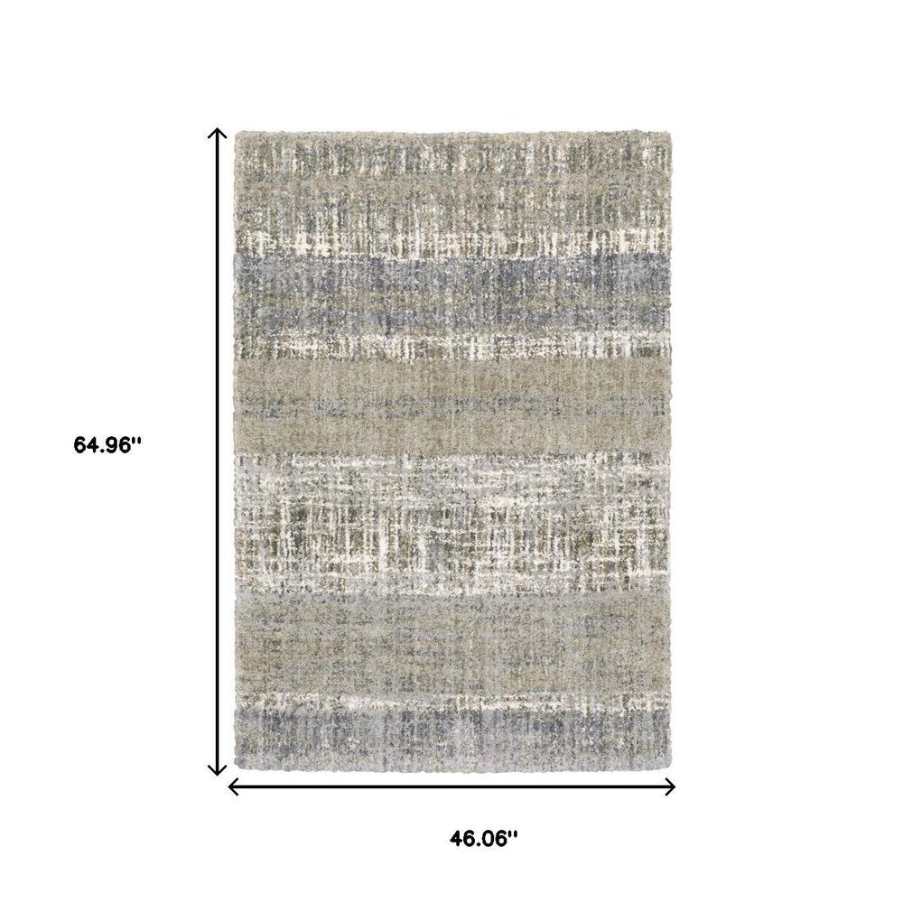 7' X 9' Grey And Ivory Abstract Lines Area Rug