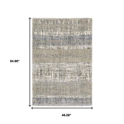 2' X 8' Grey And Ivory Abstract Lines Runner Rug
