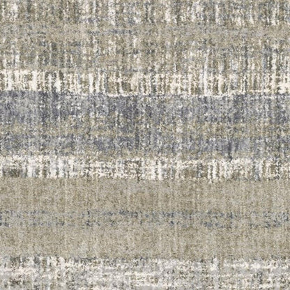 2' X 8' Grey And Ivory Abstract Lines Runner Rug