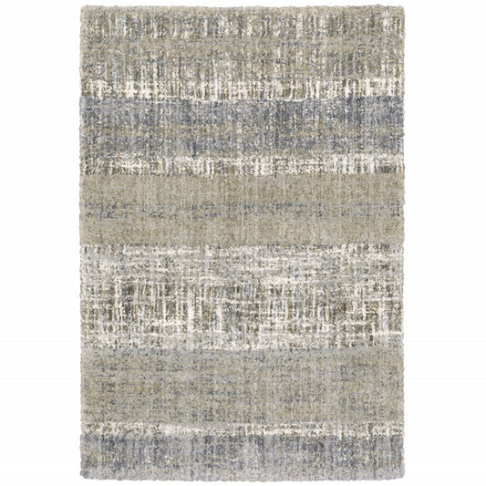 8' X 10' Grey And Ivory Abstract Lines Area Rug