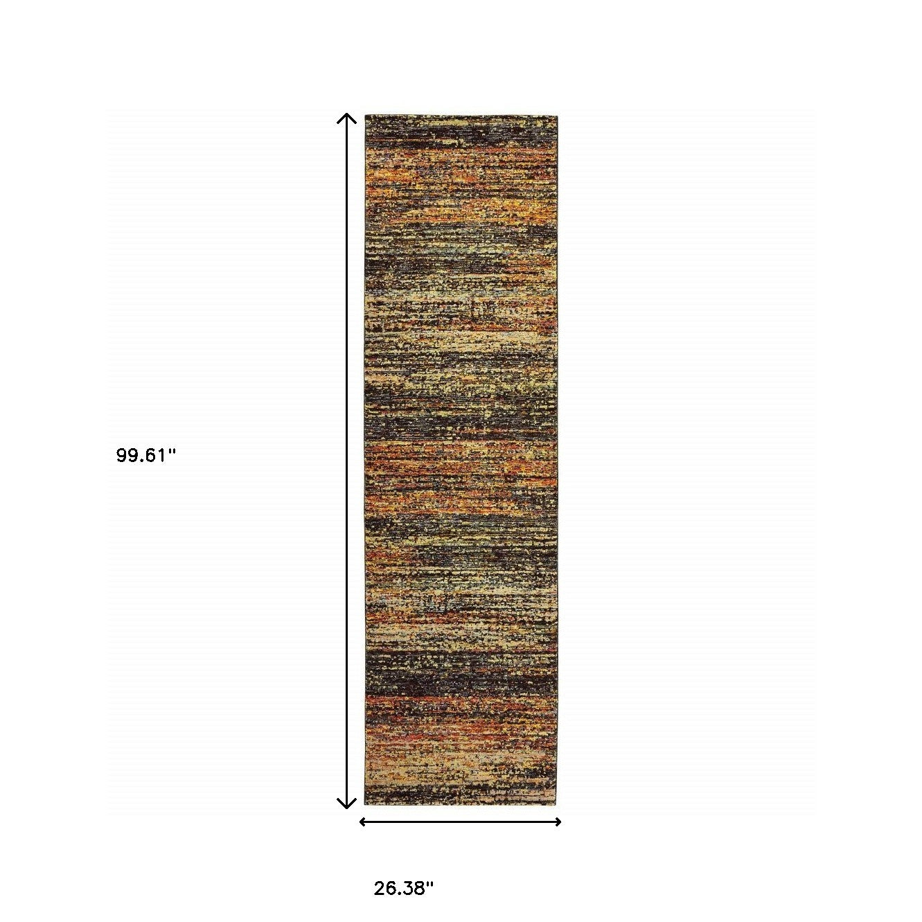 12' Gold And Slate Abstract Runner Rug