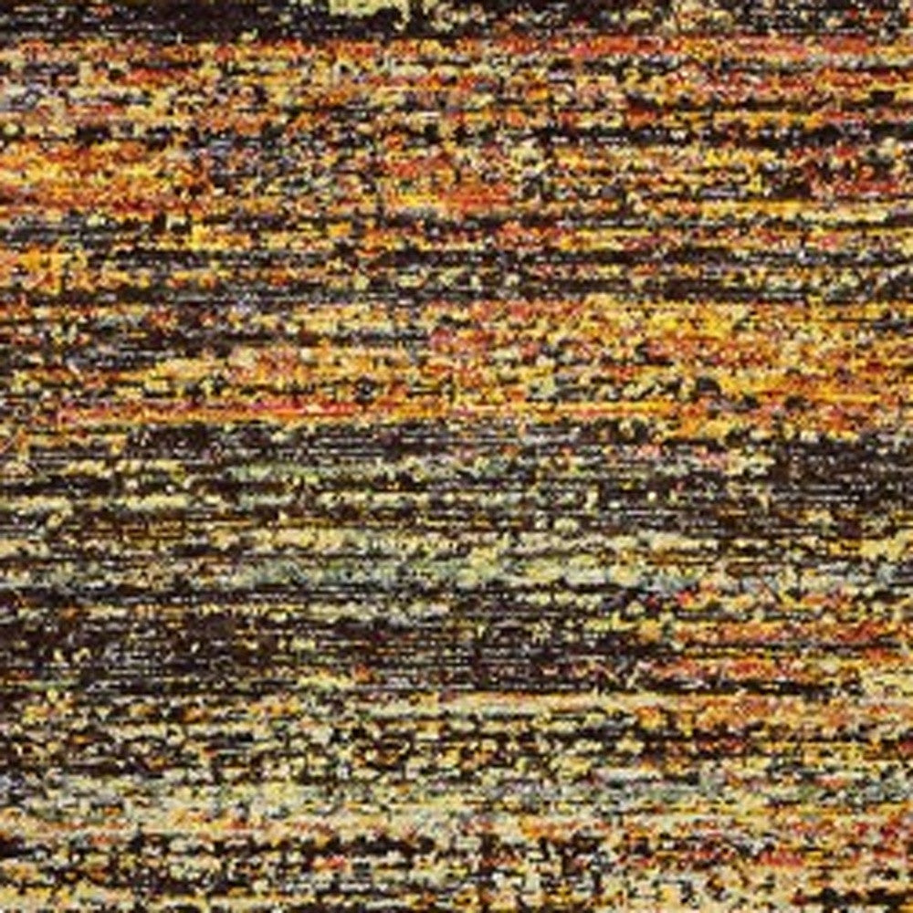 12' Gold And Slate Abstract Runner Rug