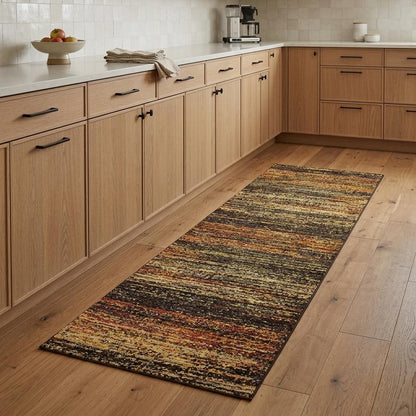 2' X 8' Gold And Slate Abstract Runner Rug