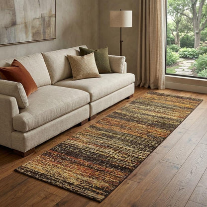 2' X 8' Gold And Slate Abstract Runner Rug