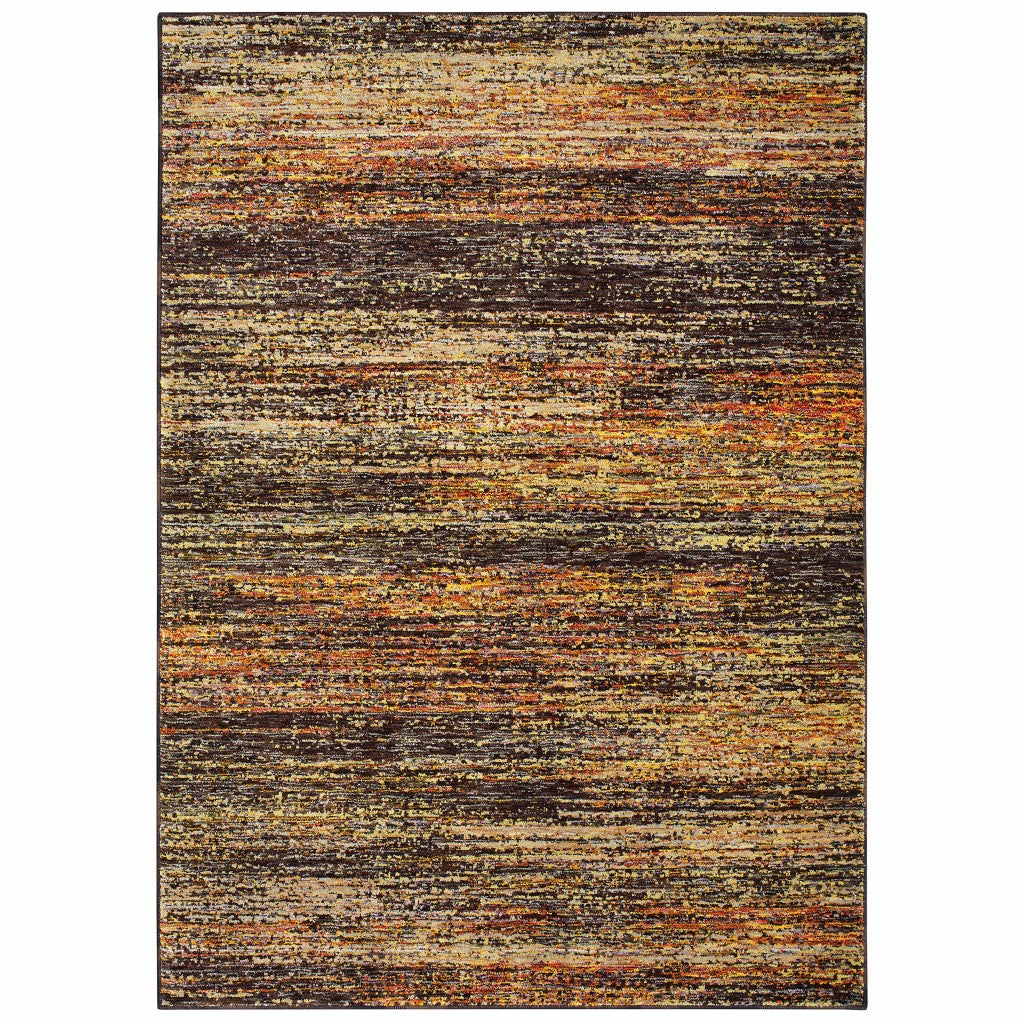 12' Gold And Slate Abstract Runner Rug