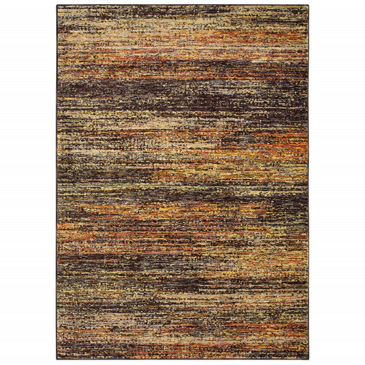 2' X 8' Gold And Slate Abstract Runner Rug