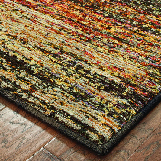 2' X 8' Gold And Slate Abstract Runner Rug