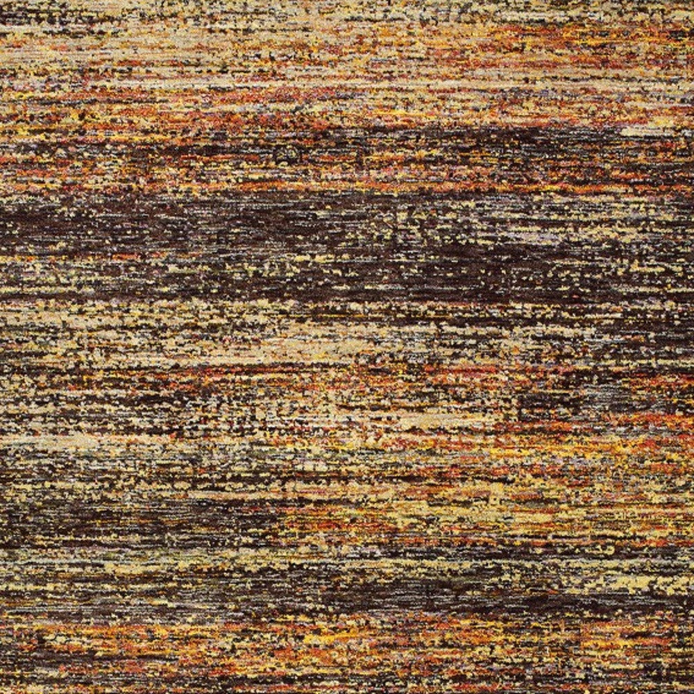 12' Gold And Slate Abstract Runner Rug