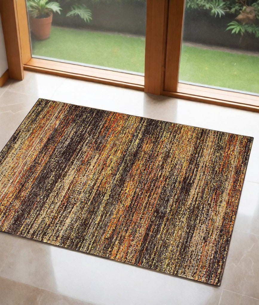 12' Gold And Slate Abstract Runner Rug