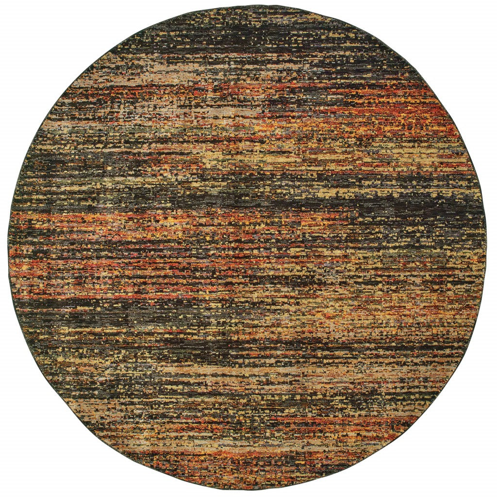 12' Gold And Slate Abstract Runner Rug