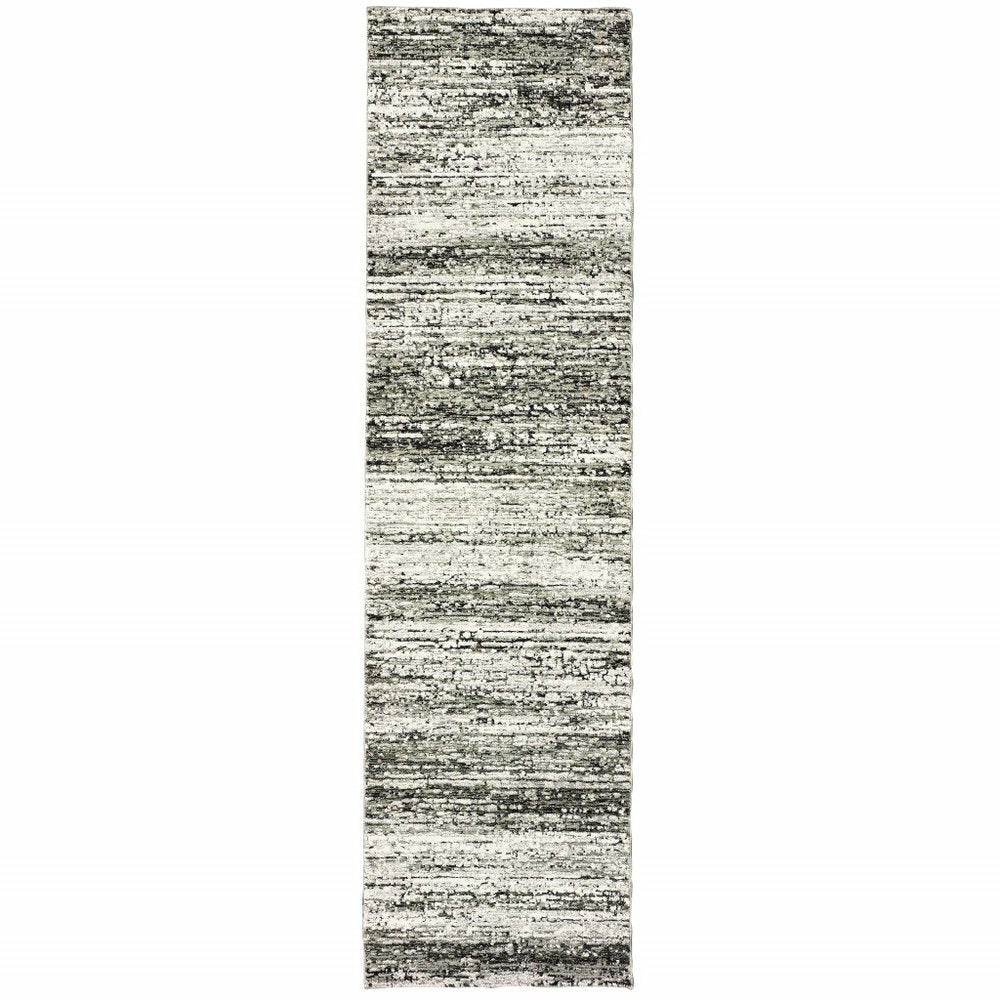 2' X 8' Ash And Slate Abstract Runner Rug