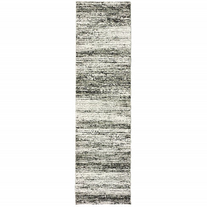 2' X 8' Ash And Slate Abstract Runner Rug