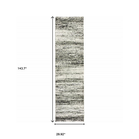 2' X 8' Ash And Slate Abstract Runner Rug