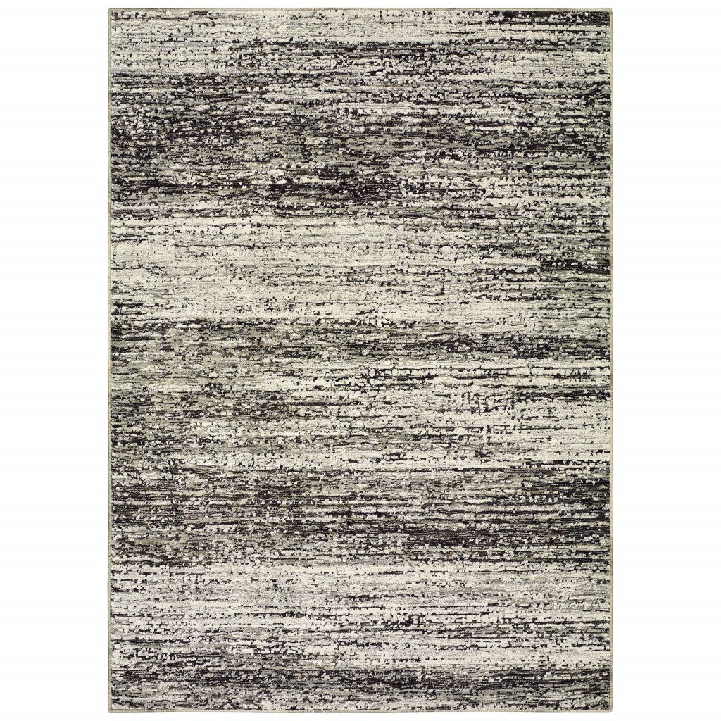 7' Round Ash And Slate Abstract Area Rug