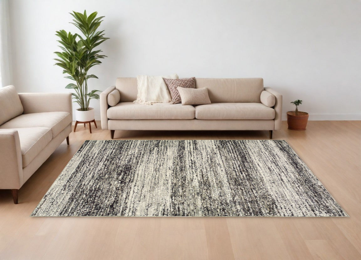 9' X 12' Ash And Slate Abstract Area Rug