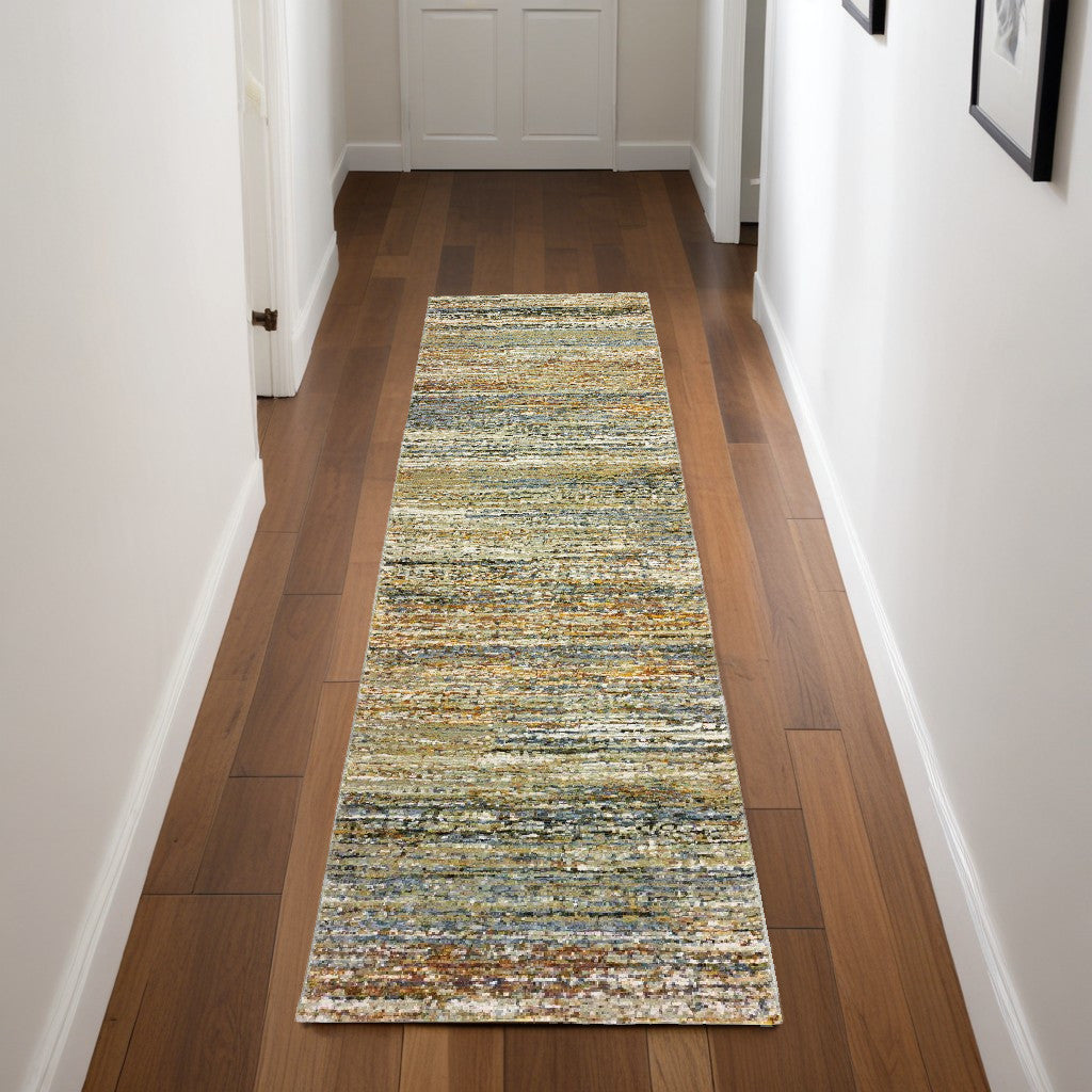 3' X 5' Blue and Ivory Power Loom Area Rug