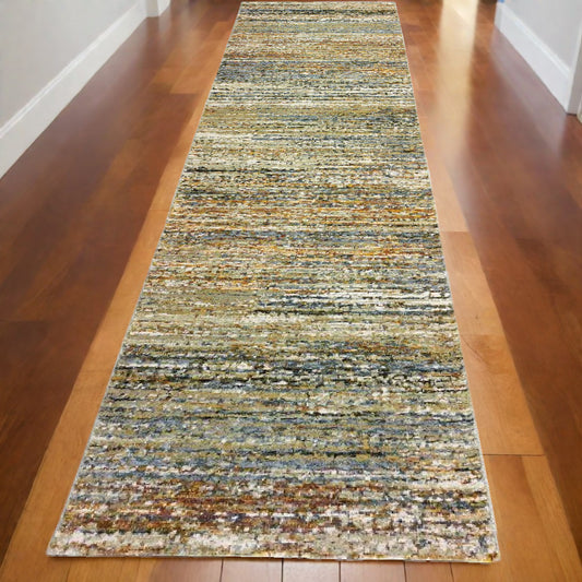 5' X 8' Gold And Green Abstract Area Rug