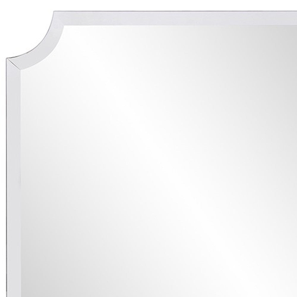 Minimalist  Rectangle Mirror With Beveled Edge And Scalloped Corners