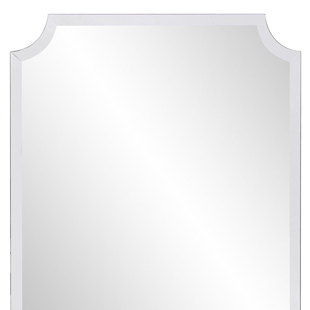 Minimalist  Rectangle Mirror With Beveled Edge And Scalloped Corners