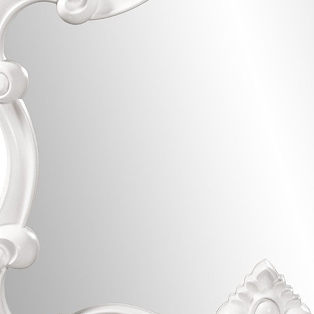 28" White Baroque Framed Accent Mirror