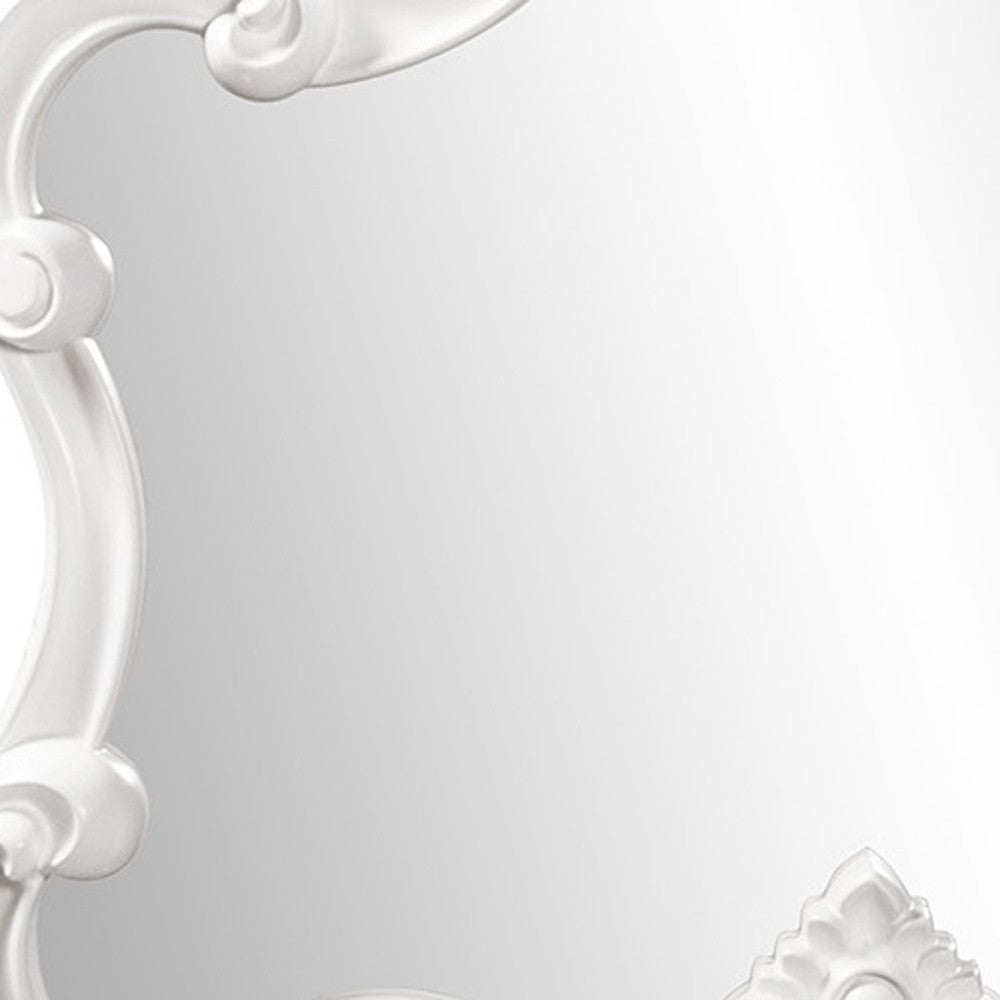 28" White Baroque Framed Accent Mirror