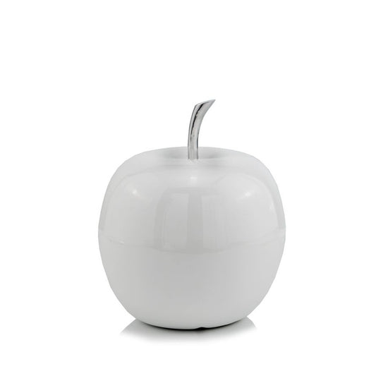 6" White Aluminum Decorative Apple Tabletop Sculpture