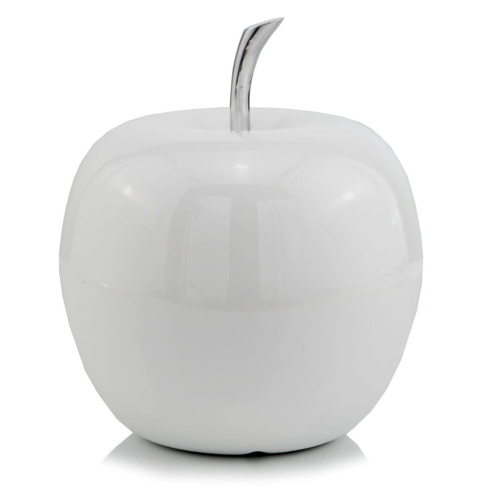 6" White Aluminum Decorative Apple Tabletop Sculpture