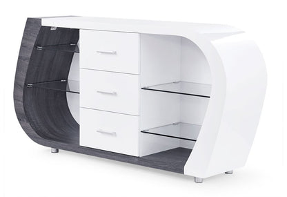 White And Grey Multi Tone Buffet With 3 Drawers