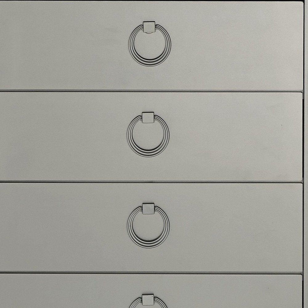 33" Silver Wood Mirrored Five Drawer Dresser