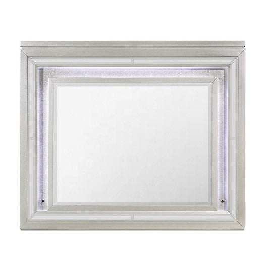 38" Champagne Wood Lighted Mounted Accent Mirror