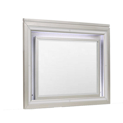 38" Champagne Wood Lighted Mounted Accent Mirror