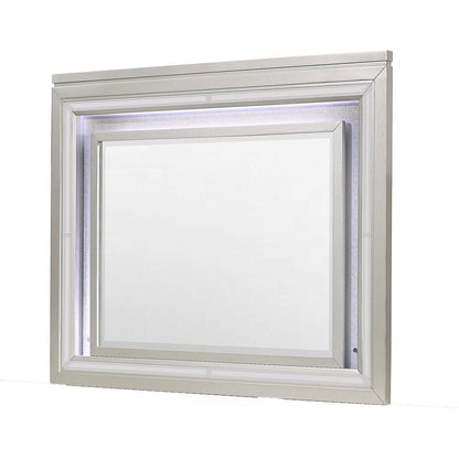 38" Champagne Wood Lighted Mounted Accent Mirror
