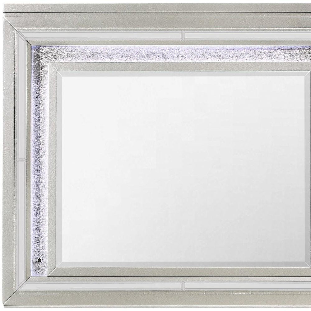 38" Champagne Wood Lighted Mounted Accent Mirror