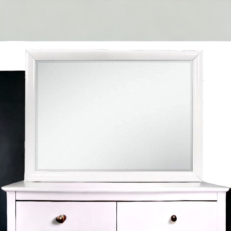 34" White Dresser Wood Mirror