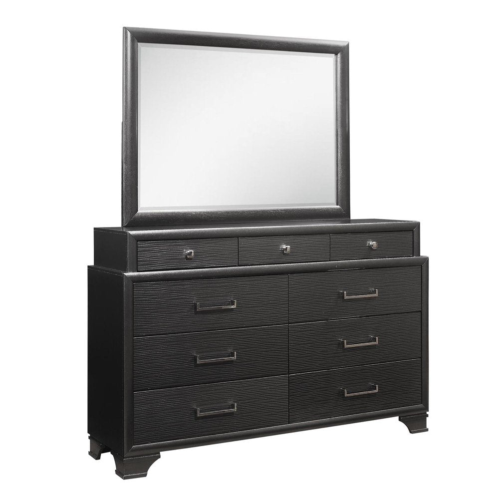 35" Dark Gray Wood Framed Mounted Dresser Mirror