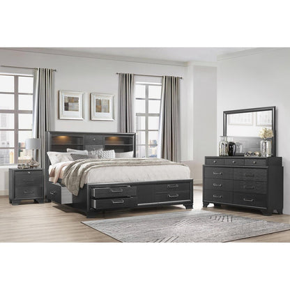 35" Dark Gray Wood Framed Mounted Dresser Mirror