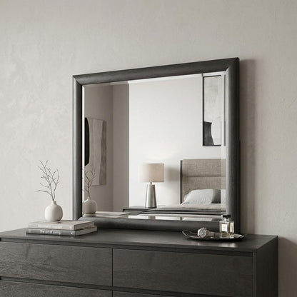 35" Dark Gray Wood Framed Mounted Dresser Mirror