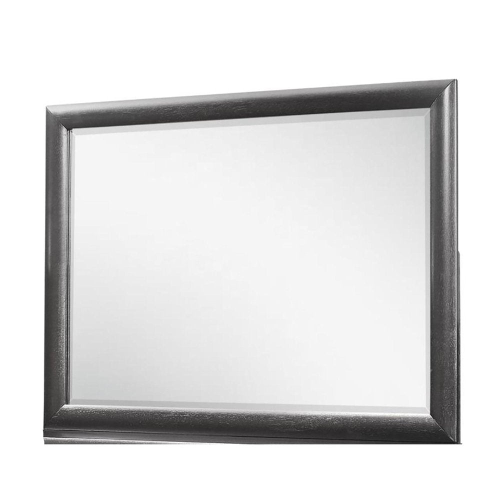 35" Dark Gray Wood Framed Mounted Dresser Mirror