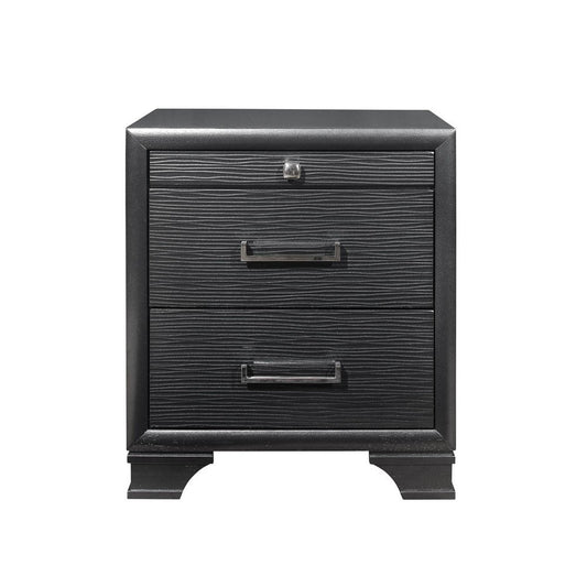 27" Gray Wood Two Drawer Nightstand