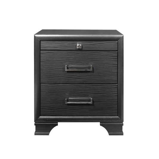 27" Gray Wood Two Drawer Nightstand