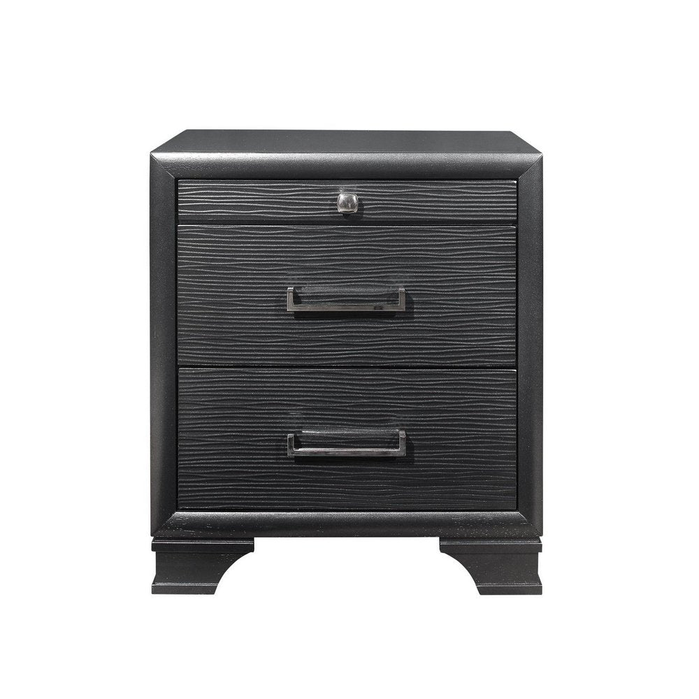 27" Gray Wood Two Drawer Nightstand