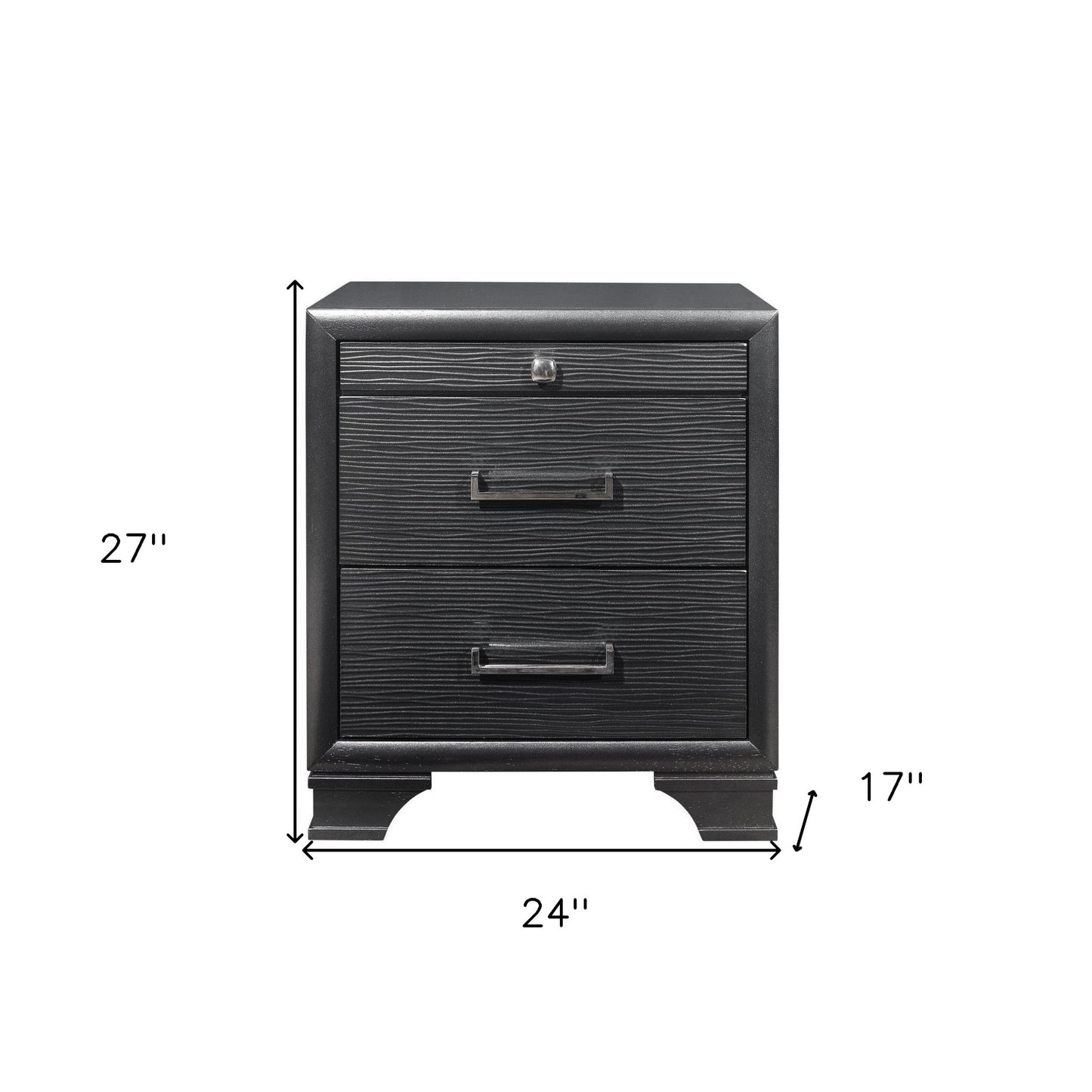 27" Gray Two Drawers Manufactured Wood Nightstand