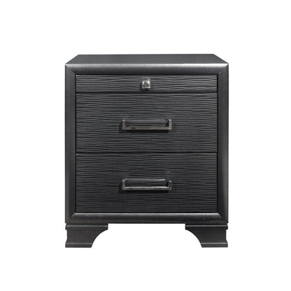 27" Gray Wood Two Drawer Nightstand