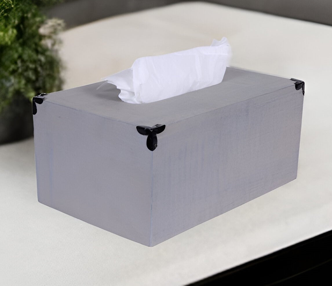 Rustic Gray Mango Wood Rectangular Tissue Holder