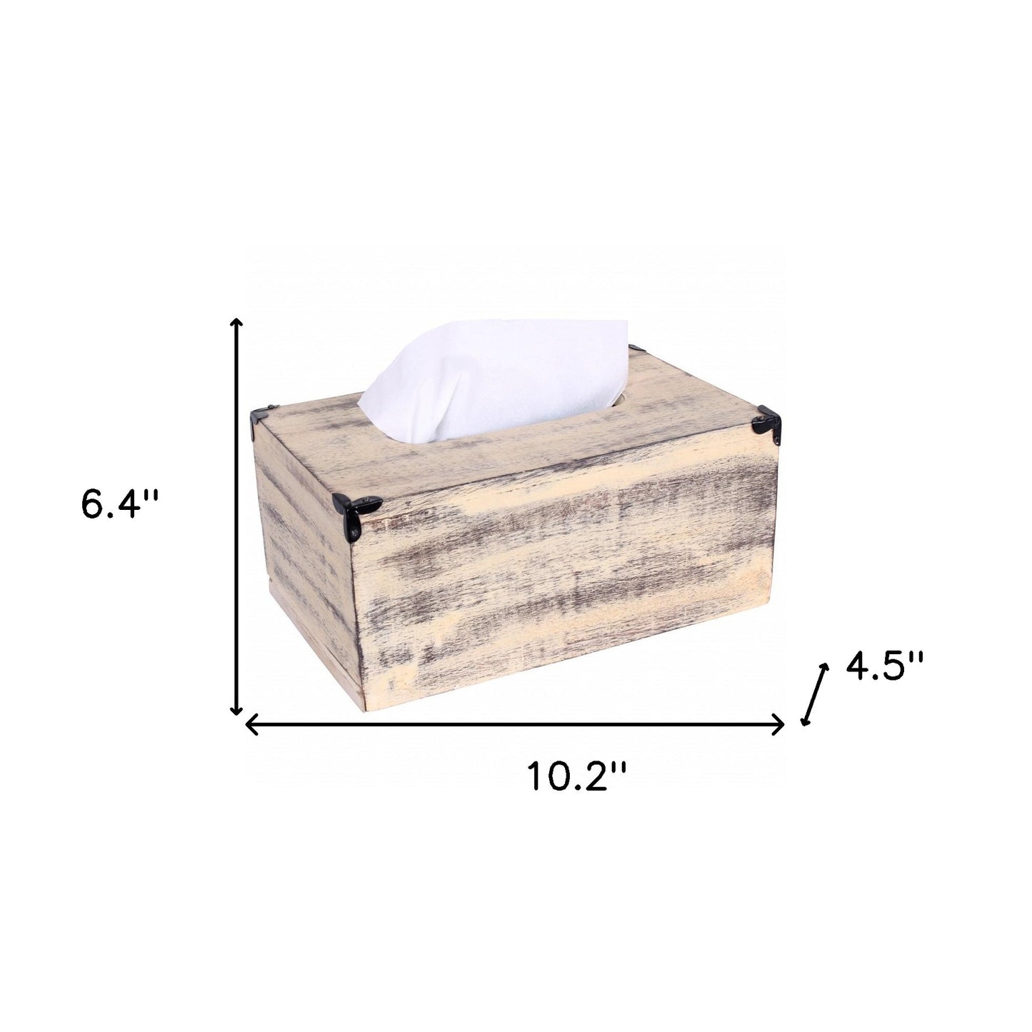 Rustic Yellow Washed Mango Wood Rectangular Tissue Holder