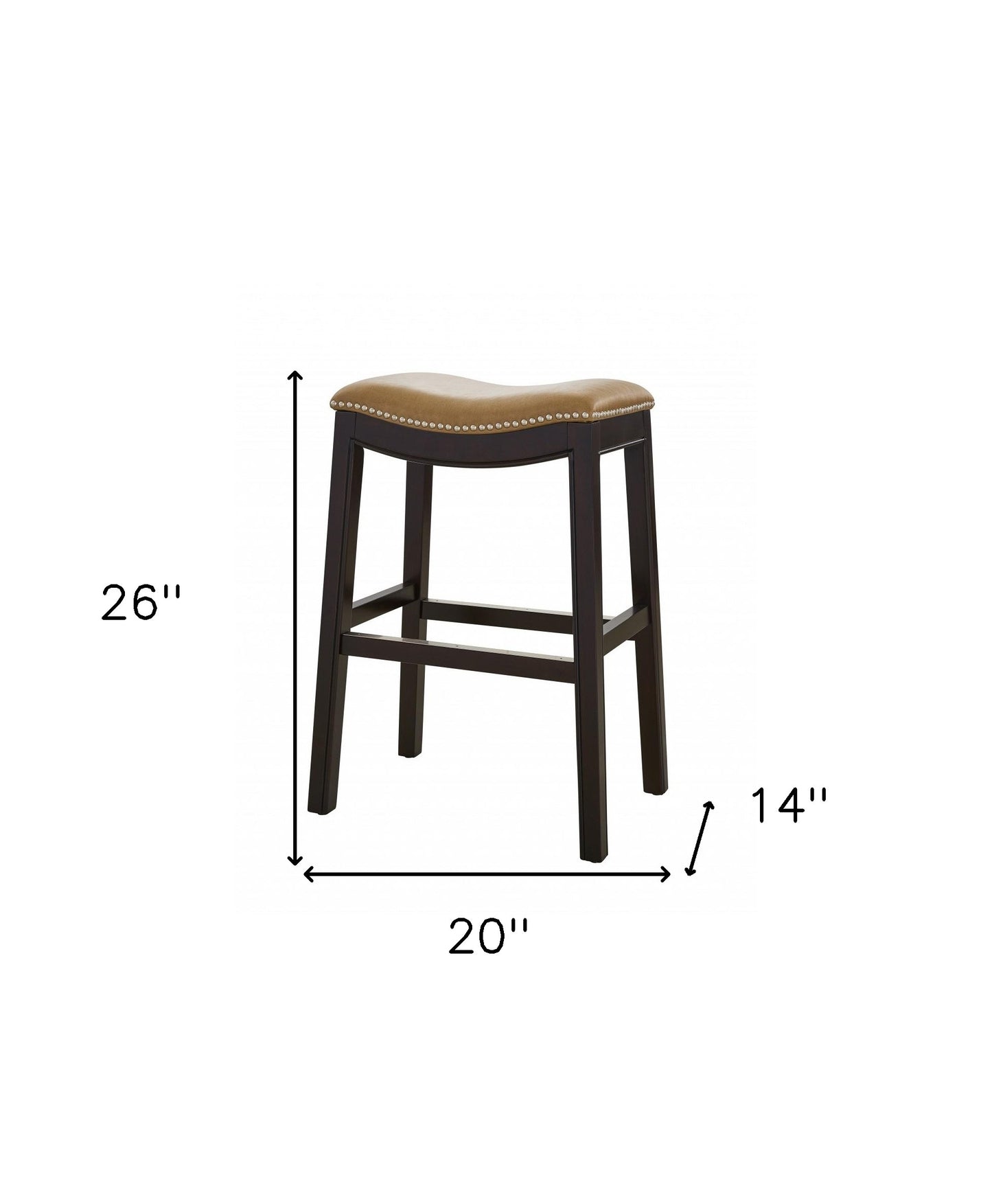 26" Tan And Espresso Solid Wood Backless Bar Height Bar Chair